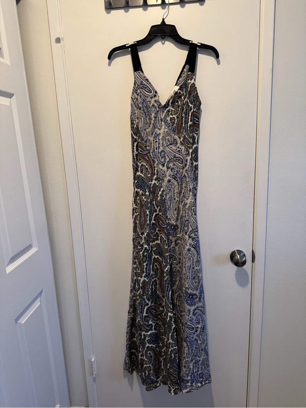 Diane Von Furstenberg Silk Paisley Maxi Dress in Blue